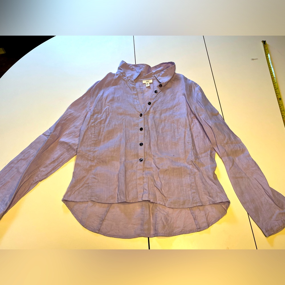 J. Jill pastel lavender medium petite 100% linen button down long sleeve